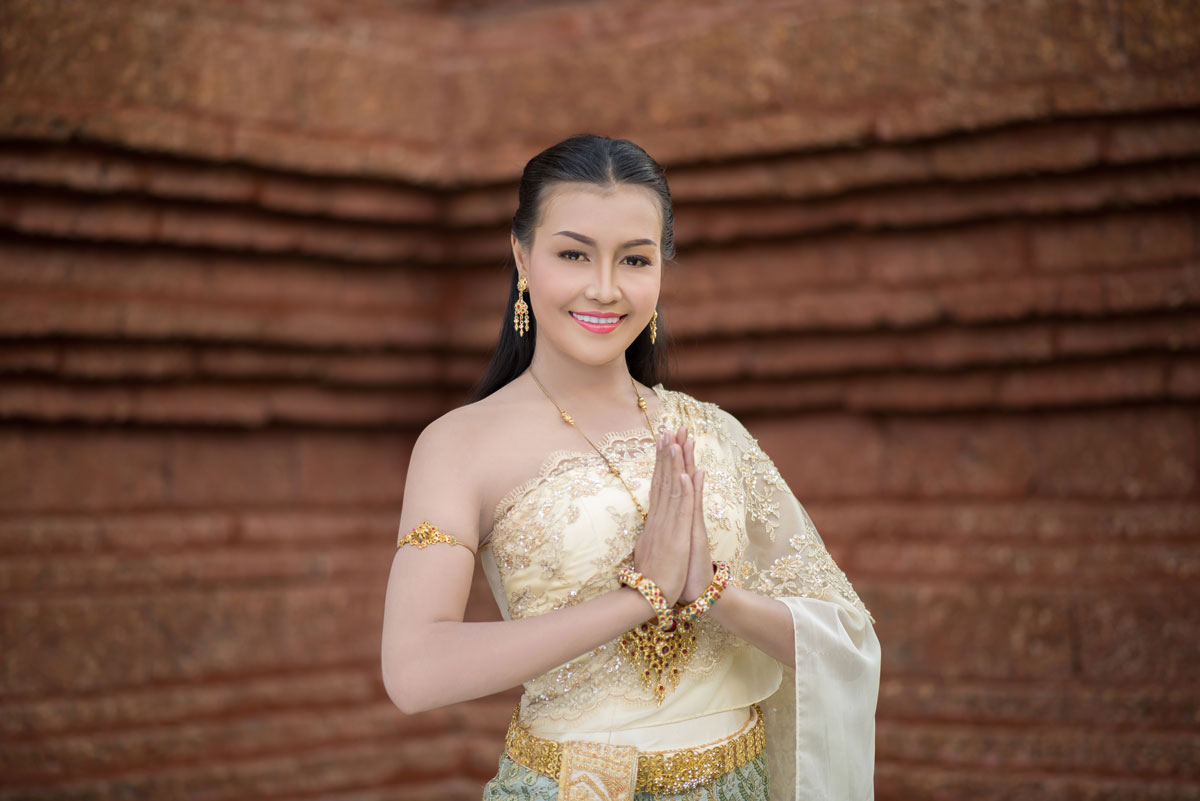 beautiful thai woman wearing typical dress